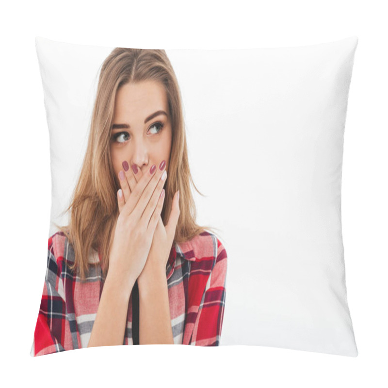 Personality  Close Up Portrait Of A Confused Pretty Girl Pillow Covers