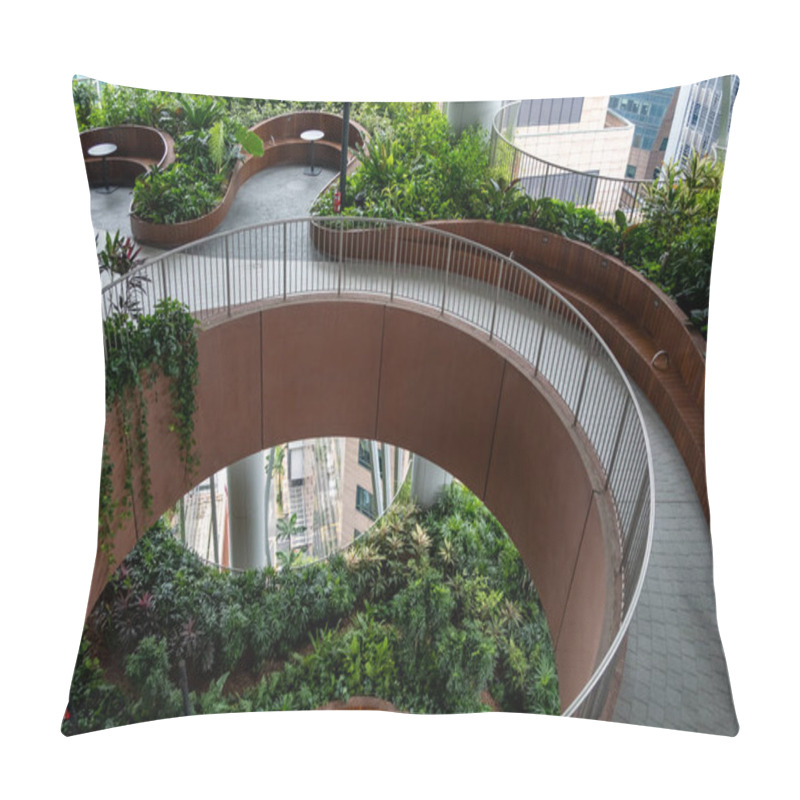 Personality  Singapore - 8 March 2024: View Of The Green Oasis, An Outdoor Garden In The Middle Of The CapitaSpring Building Offers A Re-connection With Nature In The Middle Of The City Pillow Covers