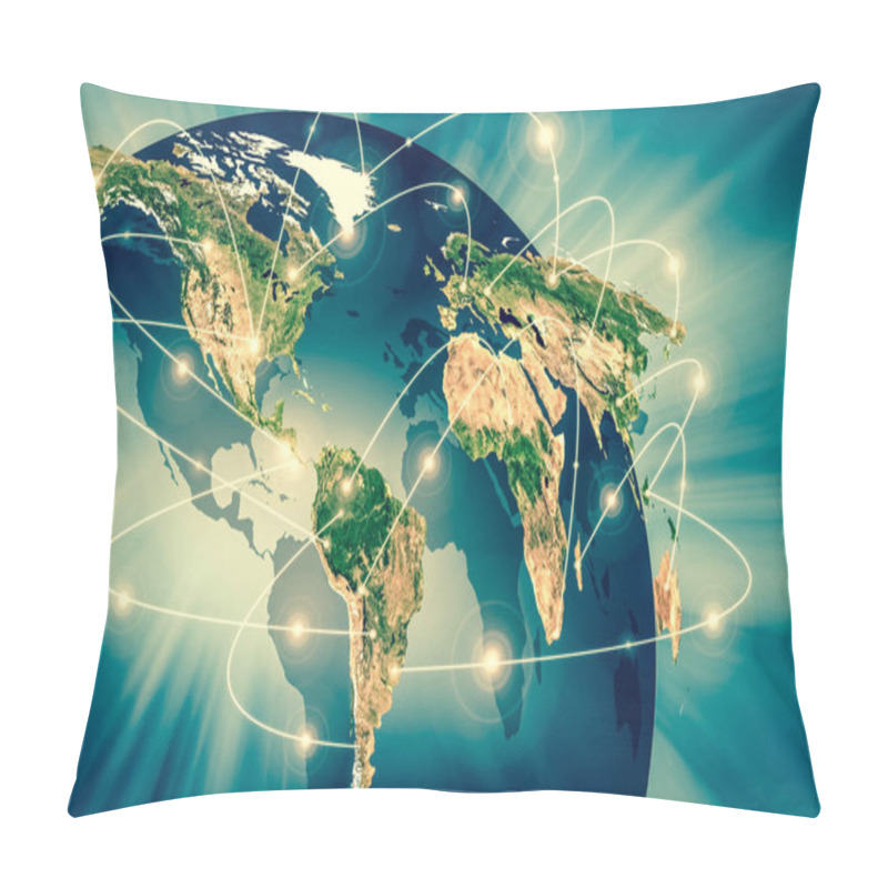 Personality  Physical World Map Illustration. Elements Of This Image Furnished By NASA Pillow Covers