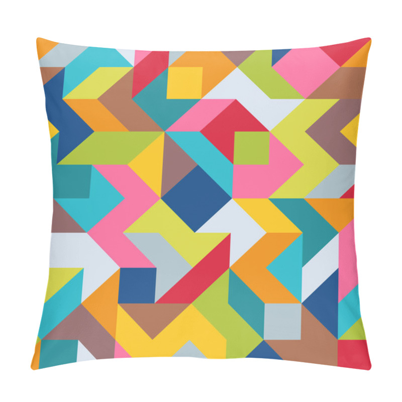 Personality  Geometric Universal Abstract Asymmetric Seamless Pattern Of Simple Angular Geometric Shapes. Color Palette With Harmonious Composition Pillow Covers