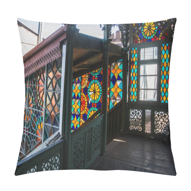 Personality  TBILISI, GEORGIA - JANUARY 3, 2016: Interior Of An Old House With Mosaic Windows In The Old Town Of Tbilisi, Georgia. Pillow Covers