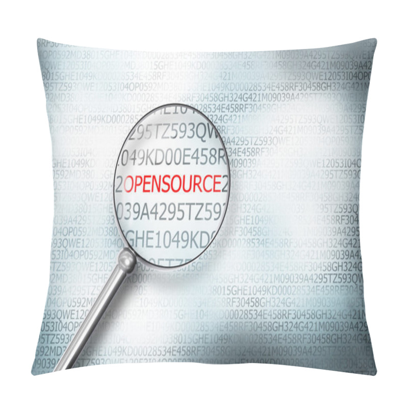 Personality  Reading The Word Opensource On Computer Screen With A Magnifying Pillow Covers