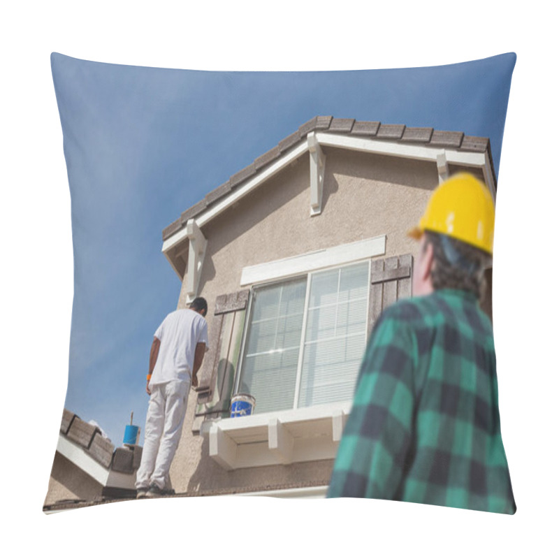 Personality  Contractor Overlooking Painter Paitning House. Pillow Covers