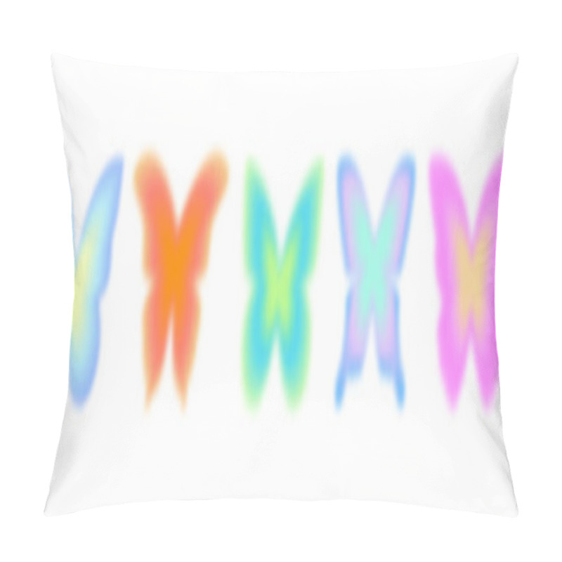 Personality  Y2k Gradient Butterfly. Aura Stickers. Holographic Blurred Figures. Groovy Aesthetic Neon Set. Vector Vintage Set. Pillow Covers