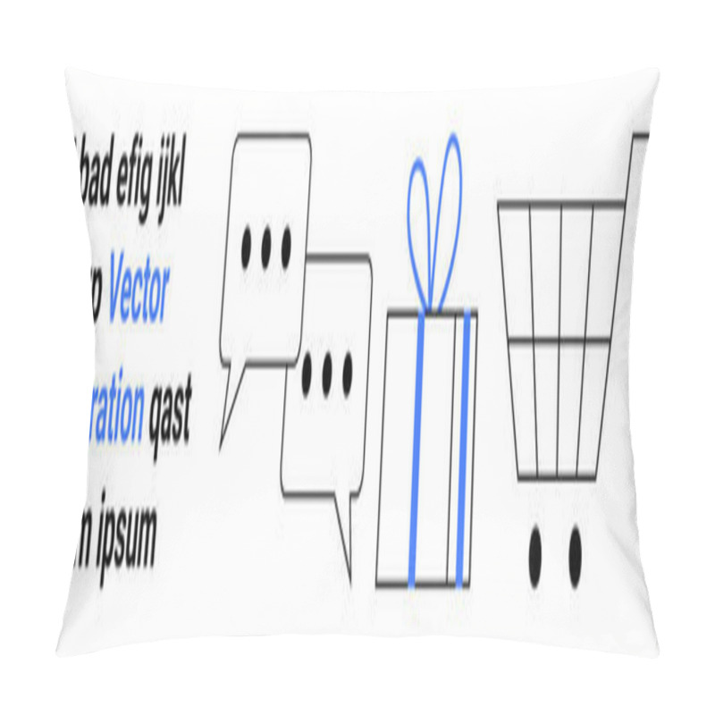 Personality  Chat Bubbles, Gift Box, Shopping Cart, And Text Snippets Convey Online Shopping And Communication. Ideal For E-commerce, Social Media, Marketing, Customer Service, Sales Promotions Gift Ideas Pillow Covers