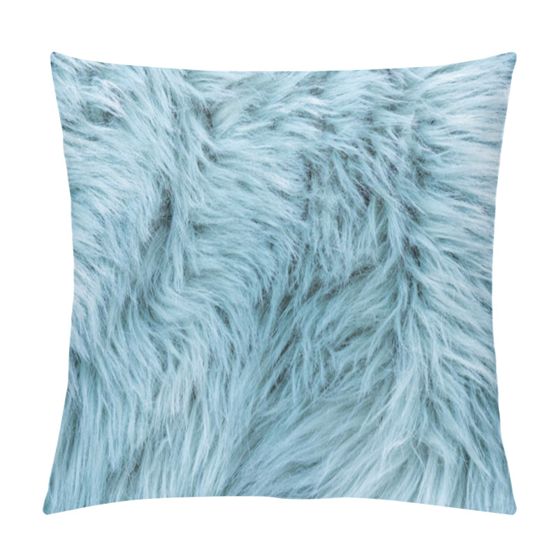 Personality  Trendy Artificial Fur Texture. Fur Pattern Top View. Blue Fur Background. Texture Of Blue Shaggy Fur. Wool Texture. Flaffy Sheepskin Close U Pillow Covers