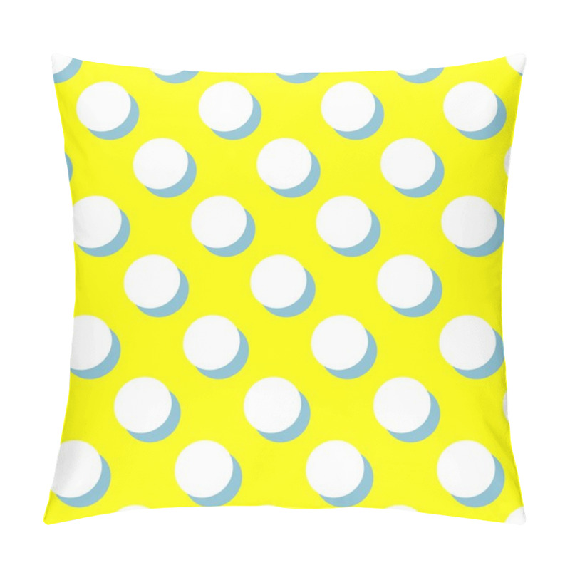 Personality  Tile Vector Pattern With White Polka Dots And Mint Green Shadow On Yellow Background Pillow Covers