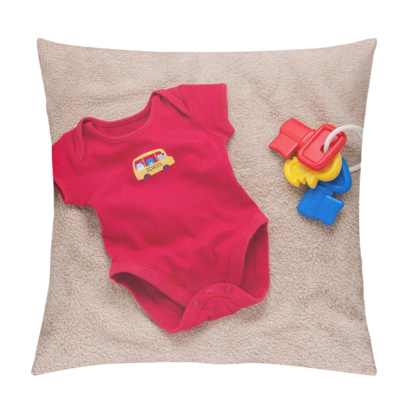 Personality  Single Red Baby Bodysuit With Plastic Toy Keys Pillow Covers