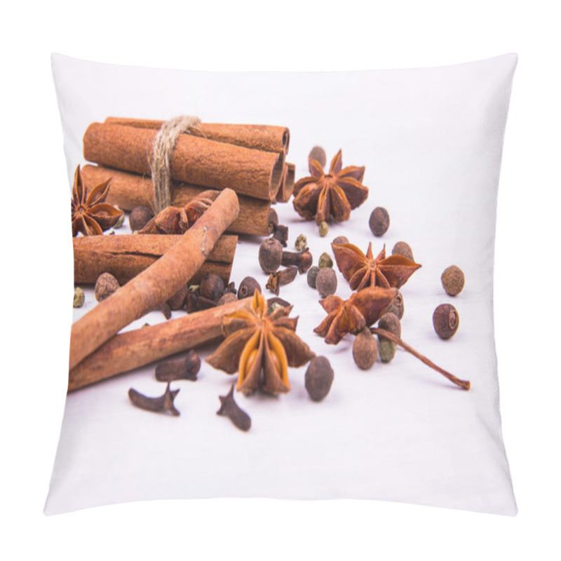 Personality  Composition Of Spices From Cinnamon And An Anise Pillow Covers