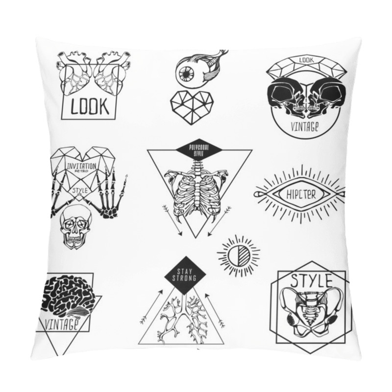 Personality  Set Of Labels With Hand Draw Human Pillow Covers