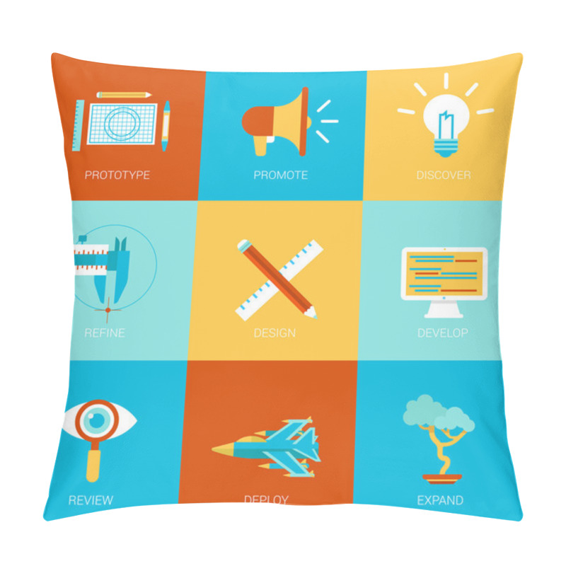 Personality  Website Creation Process Design Icons Pillow Covers