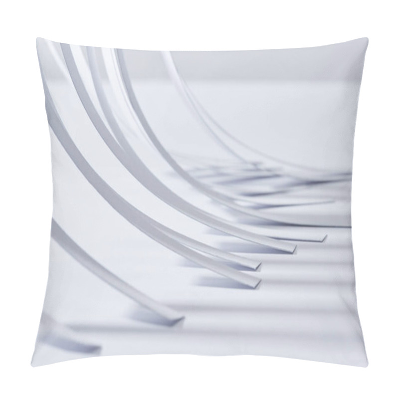 Personality  Close Up View Of Curved Paper Stripes On White Surface Pillow Covers