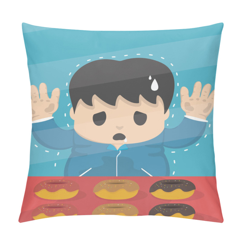 Personality  Young Dieting Man Stand In Sweet Shop Pillow Covers