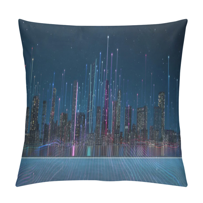 Personality  Smart City And Abstract Dot Point Connect With Gradient Line, Big Data Connection Technology Concept. 3d Rendering Pillow Covers