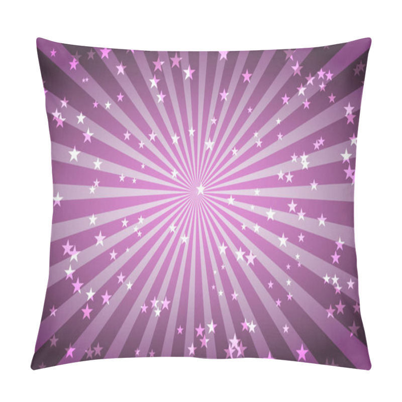 Personality  Pastel Pink Retro Banner With Rays And Stars. Christmas Poster. Circus Retro Poster. Vector Illustration Pillow Covers