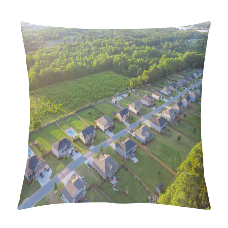 Personality  Panorama Aerial Top View Landscape The Residential Quarters At Beautiful Town In Inman, South Carolina USA Pillow Covers