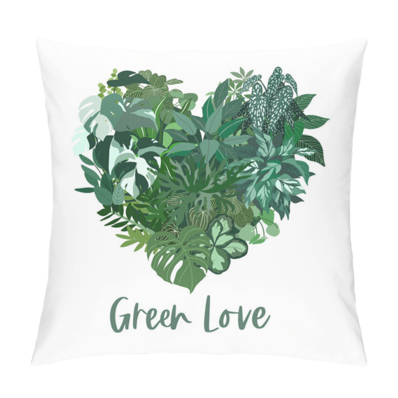 Personality  Heart Shape Made Of Tropical Plants Leaves Pillow Covers