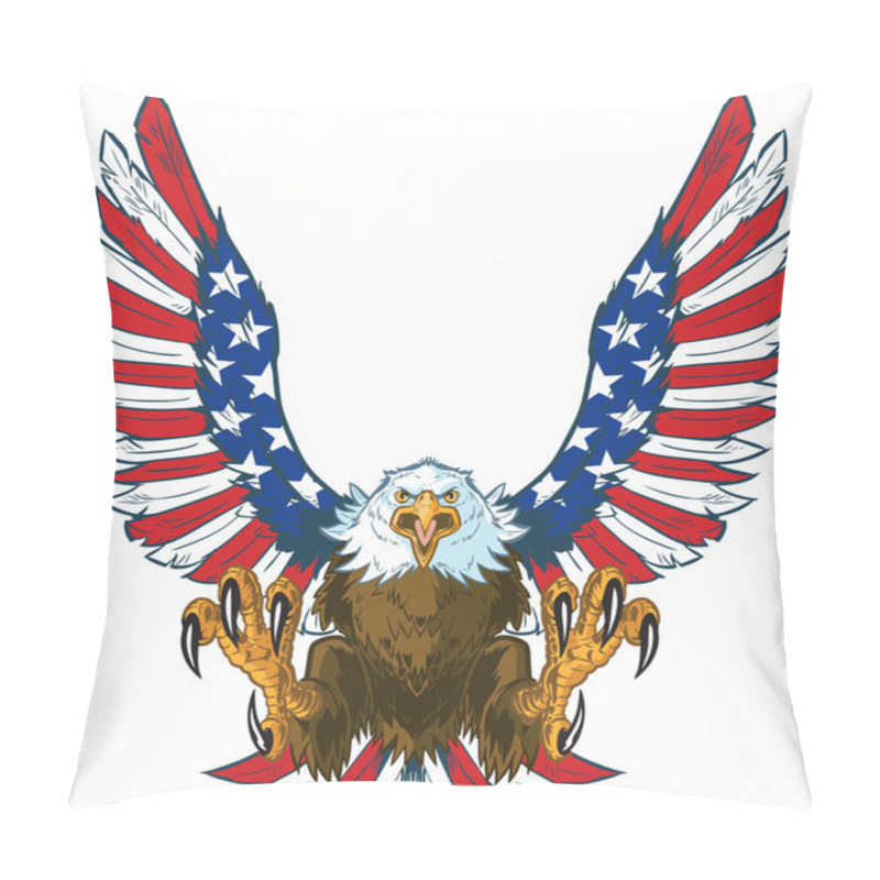 Personality  Screaming Eagle With American Flag Wings Vector Clip Art Pillow Covers