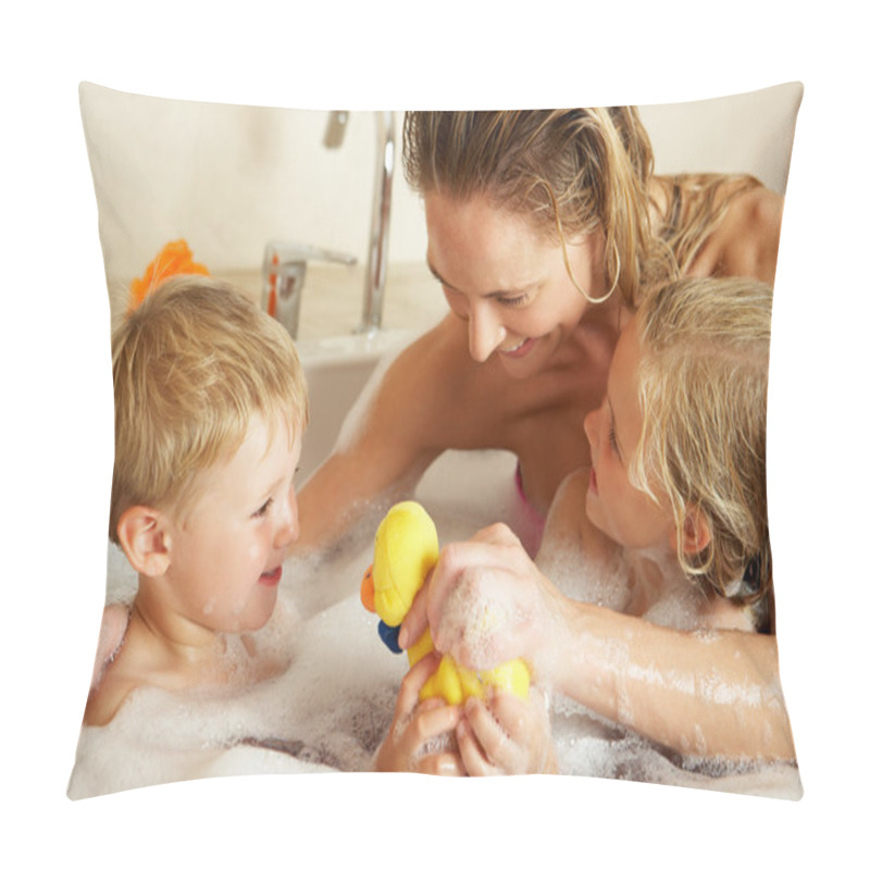 Personality  Mother With Children Relaxing In Bubble Filled Bath Pillow Covers