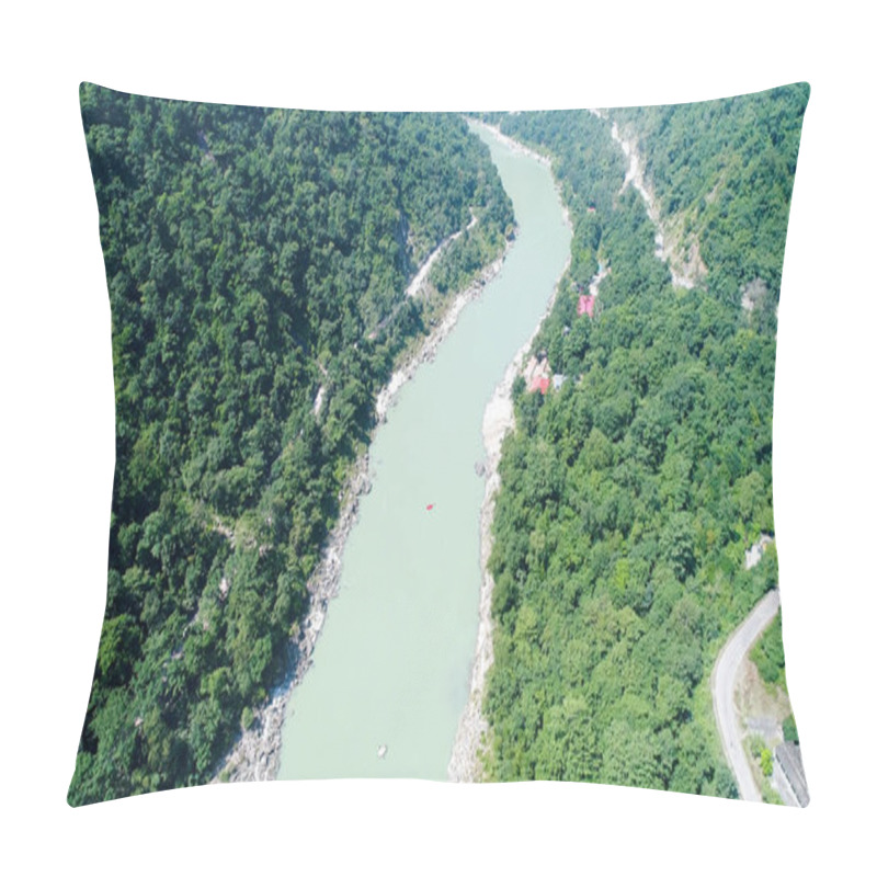 Personality  The Ganges River Near Rishikesh State Of Uttarakhand In India Aerial View Pillow Covers