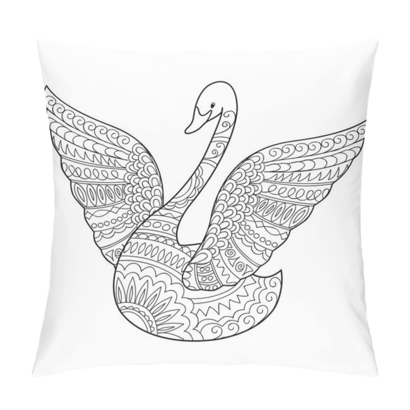 Personality  Hand Drawn Decorated Swan In Ethnic Style Pillow Covers