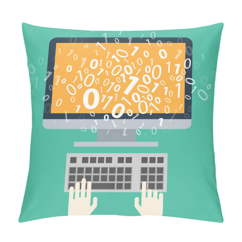 Personality  User Programming Coding Binary Code. Icon For Web, Blog, Seo, Social Media, Internet Advertising. Flat Design Pillow Covers