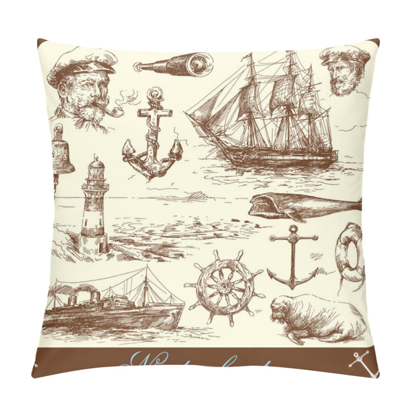 Personality  Nautical Elements - Hand Drawn Collection Pillow Covers