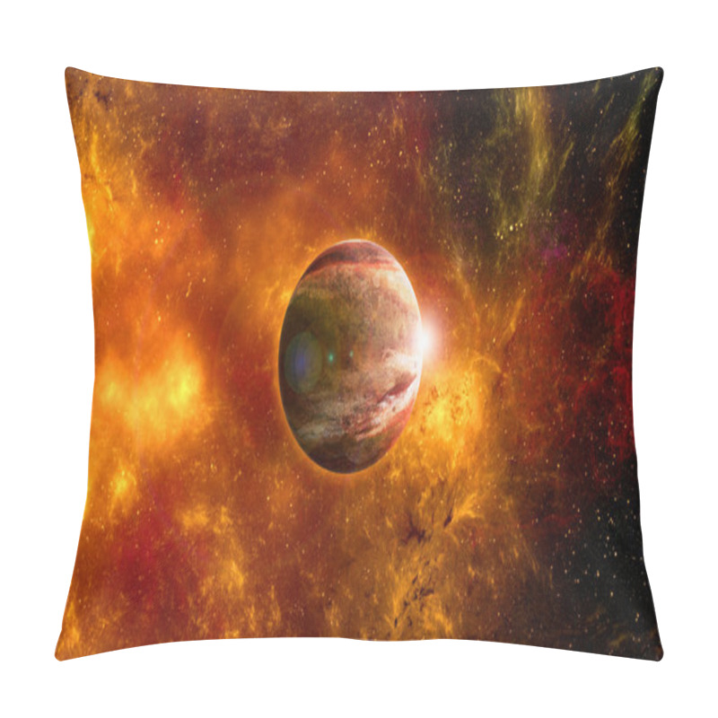 Personality  Unknown Planet From Outer Space. Space Nebula. Cosmic Cluster Of Stars. Outer Space Background. 3D Illustration. Pillow Covers