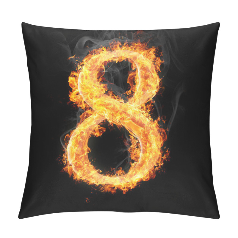 Personality  Fonts, Numbers And Symbols In Fire For Different Purposes Pillow Covers