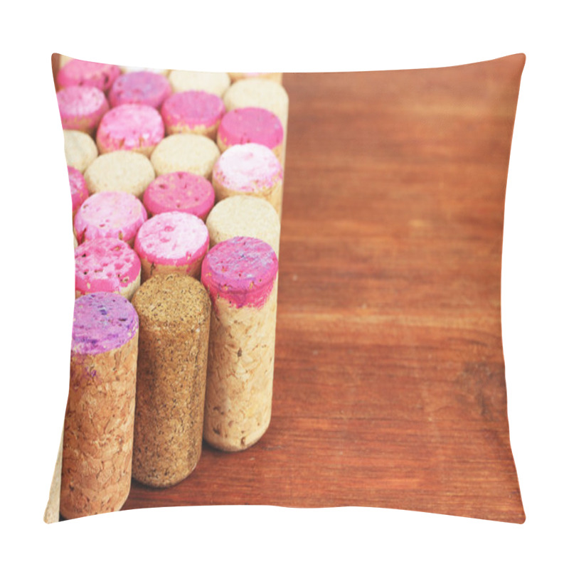 Personality  Wine Corks On Wooden Table Close-up Pillow Covers