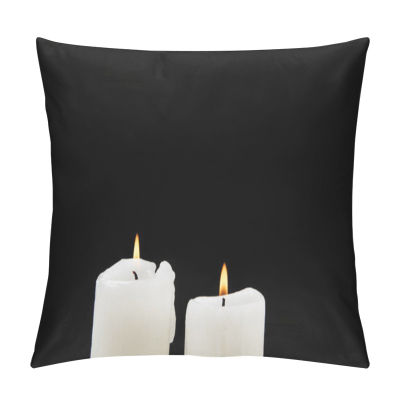 Personality  Large Burning Candles Isolated On Black Pillow Covers