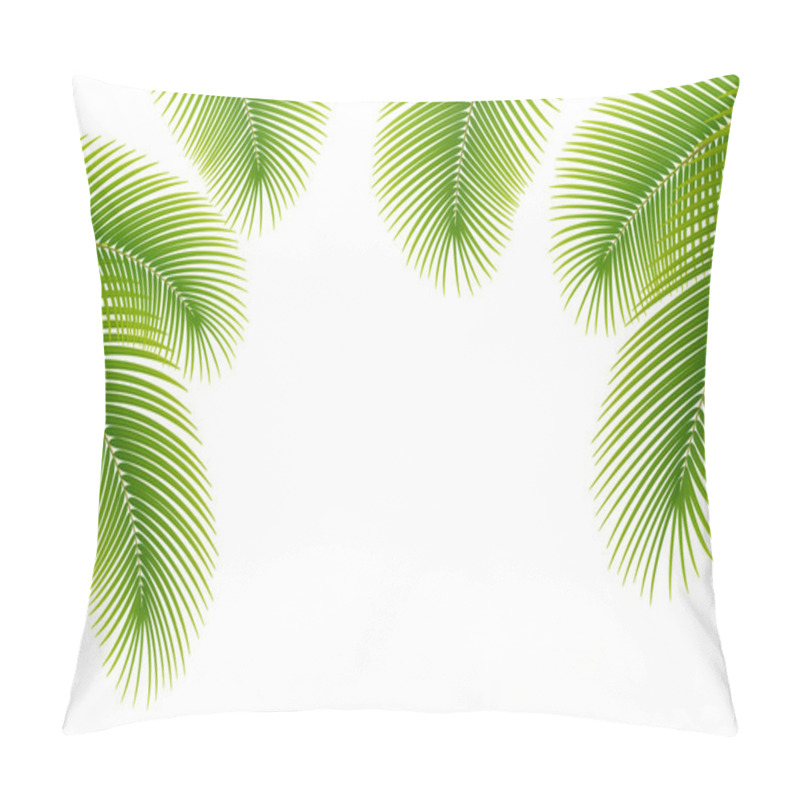 Personality  Leaves Of Palm Tree On White Background. Pillow Covers