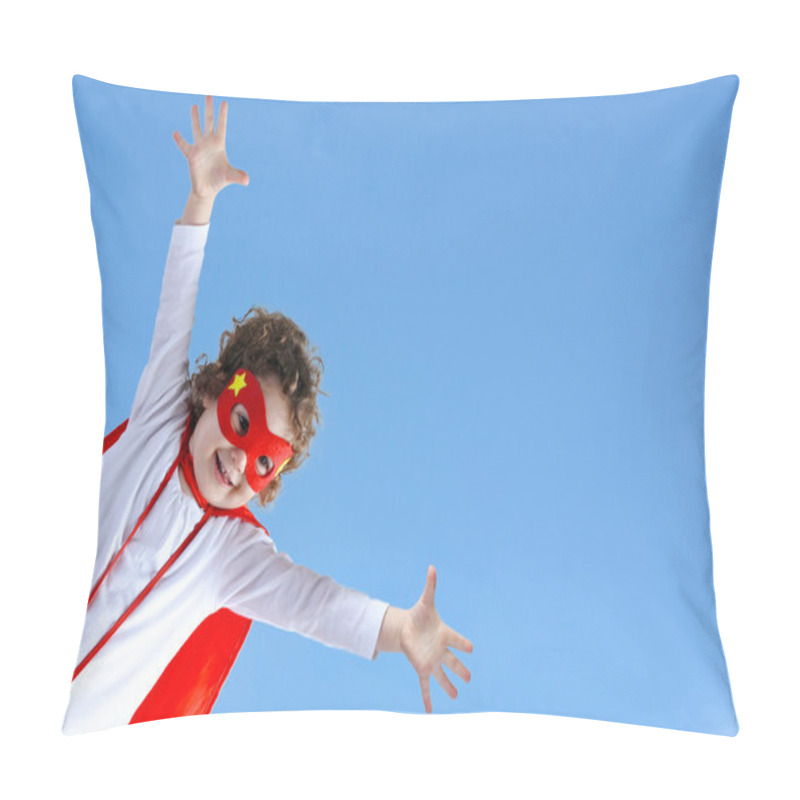 Personality  Little Superhero Child Girl Flies In Air Pillow Covers