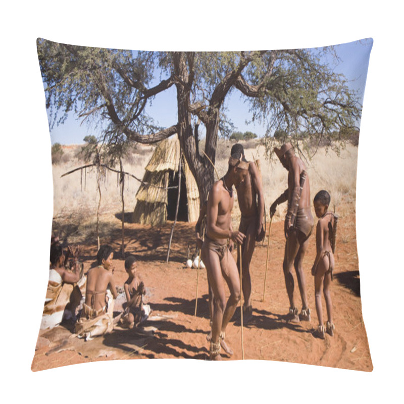 Personality  San People In Native Settlement Pillow Covers