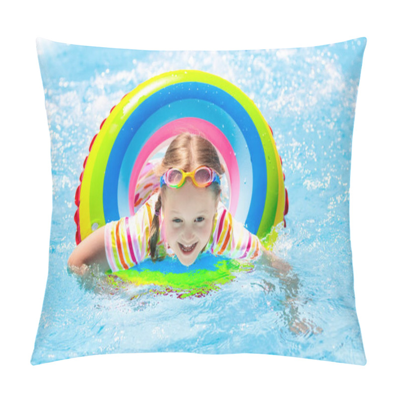 Personality  Child In Swimming Pool. Kids Swim. Water Play. Pillow Covers