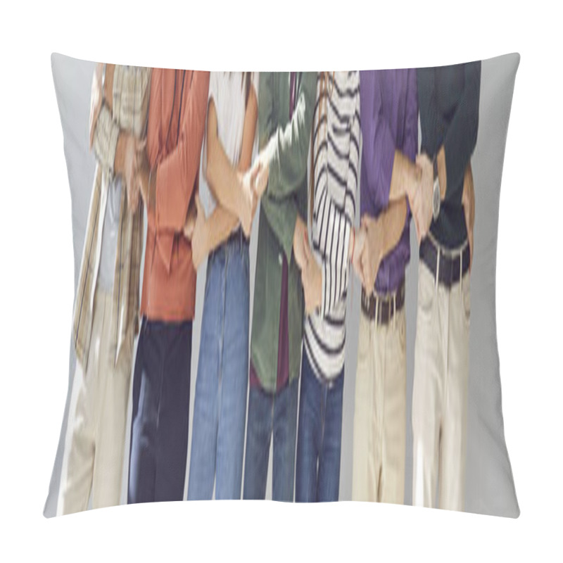 Personality  Diverse People Group, Stands In Unity, Holding Hands To Symbolize Teamwork And Cooperation. Staff Conveys A Sense Of Community, Teamwork, And Friendship. Joined Hands Convey A Sense Of Smart Work. Pillow Covers