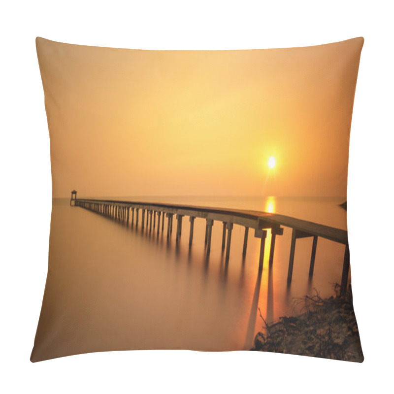 Personality  Wooded Bridge At Sunset Pillow Covers