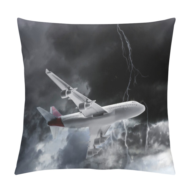 Personality  Airplane Flying In Cloudy Sky During Thunderstorm Pillow Covers