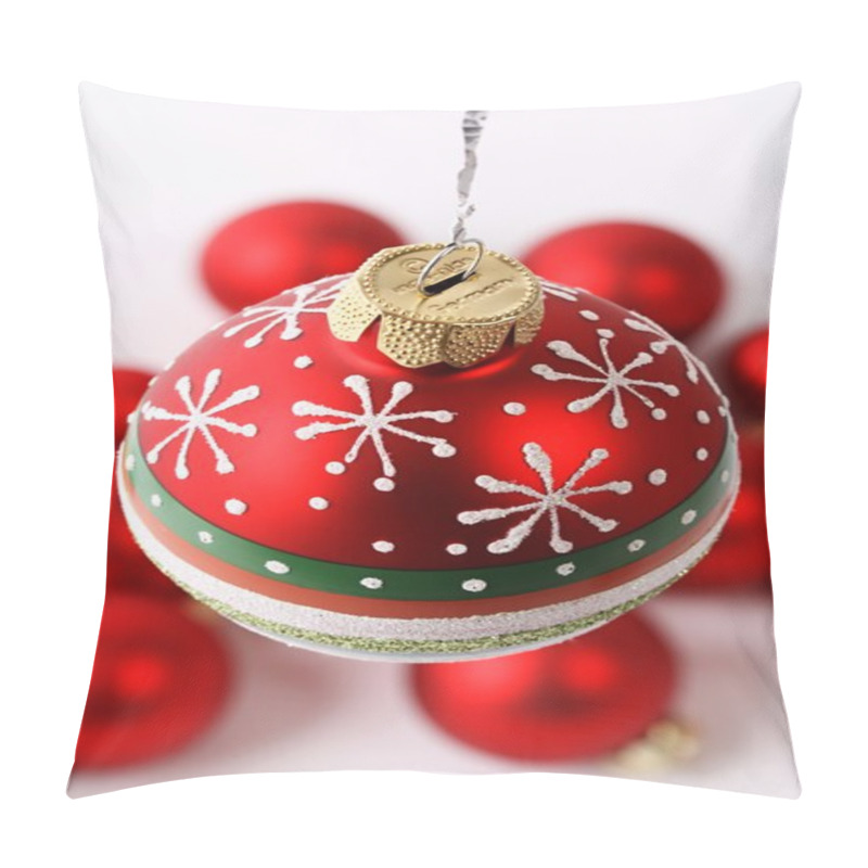 Personality  Red Christmas Ball With Snowflake, Dots And Stripes Pillow Covers