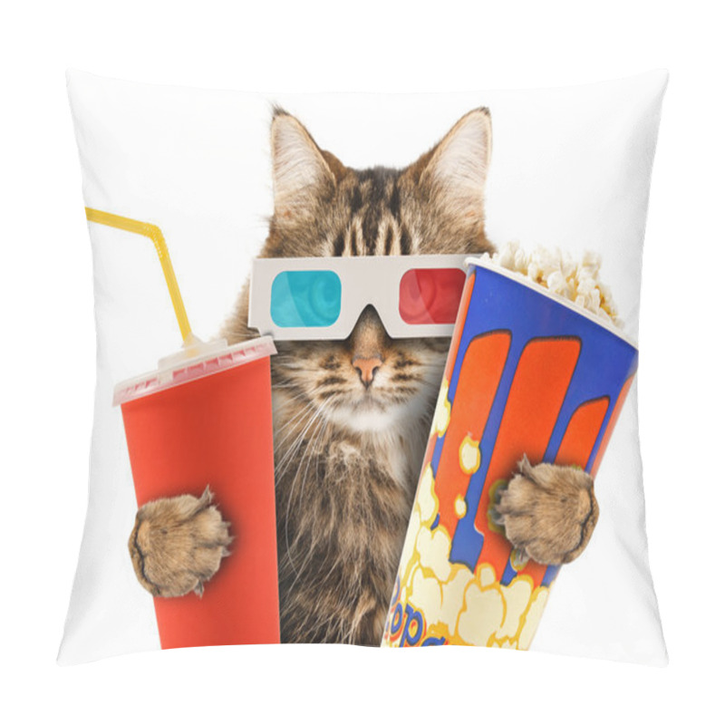 Personality  Cat Watching A Movie Pillow Covers