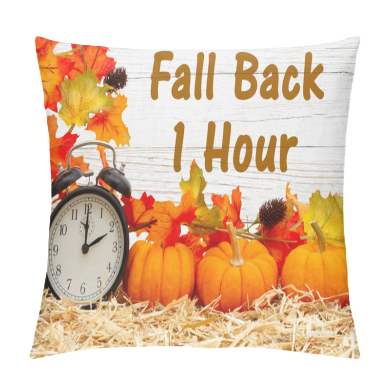 Personality  Fall Back 1 Hour Time Change Message With A Retro Alarm Clock Wi Pillow Covers