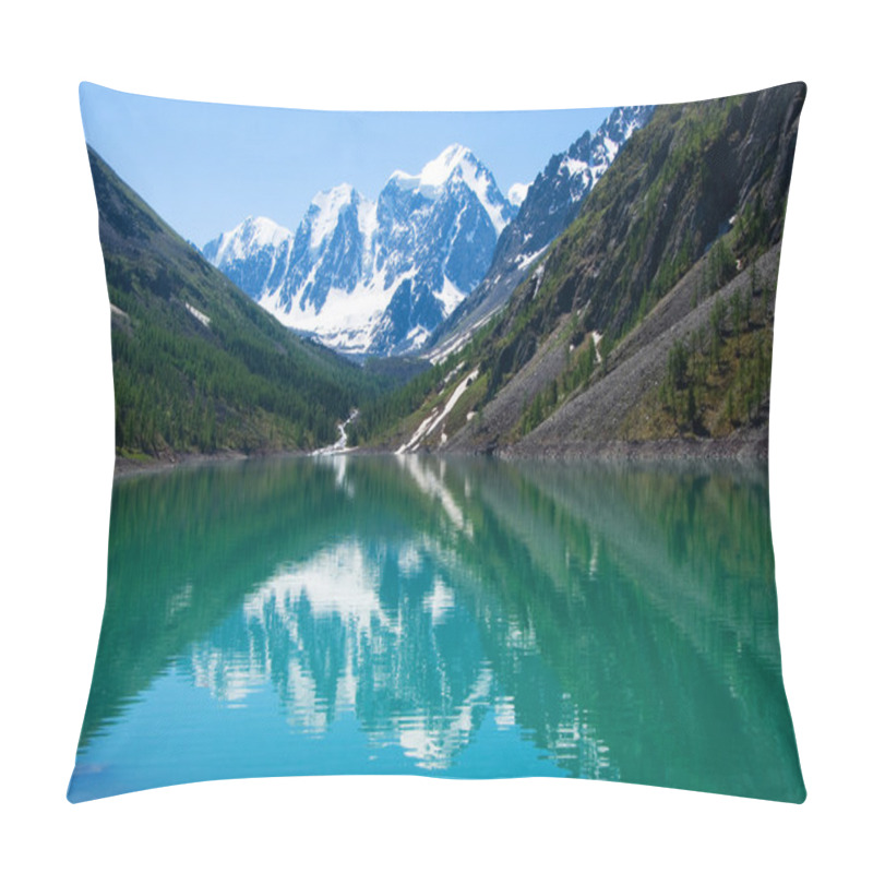 Personality  Mountain Lake In Background With High Mountain Pillow Covers