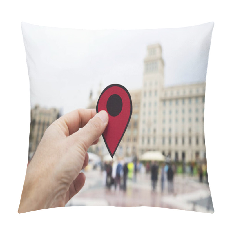 Personality  Man With Red Marker In Placa Catalunya, Barcelon Pillow Covers