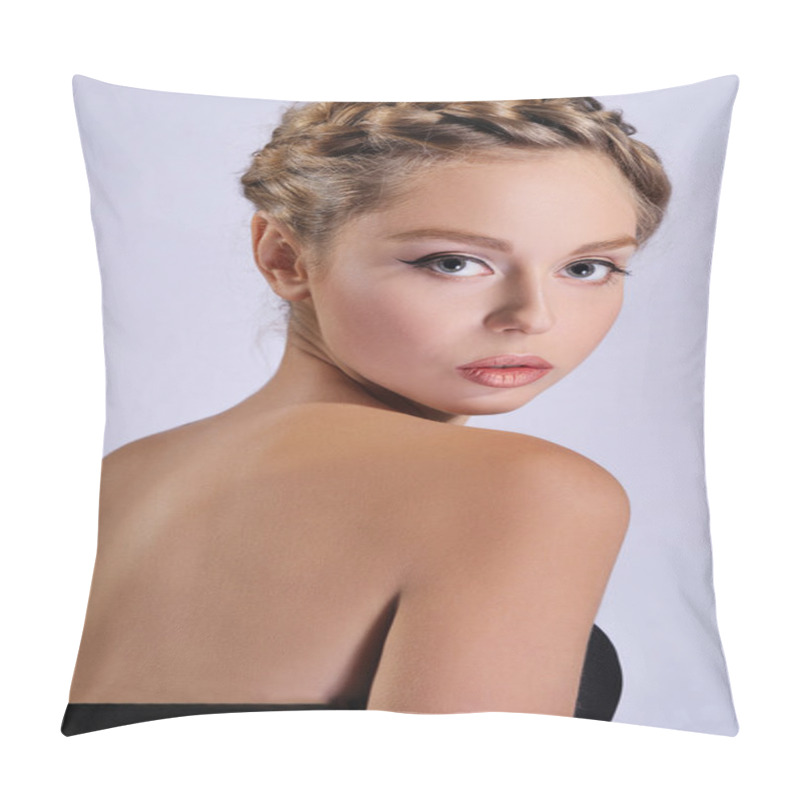 Personality  Beautiful Woman With Makeup And Braids Pillow Covers