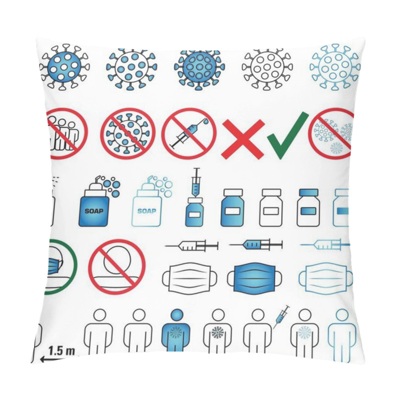 Personality  Collection Of Vaccine And Vaccination Icons. A Set Of Simple Linear Web Icons, Such As Human Vaccination, Vaccination Ban, Shoulder Vaccination, Virus Vaccine, Vector Pillow Covers