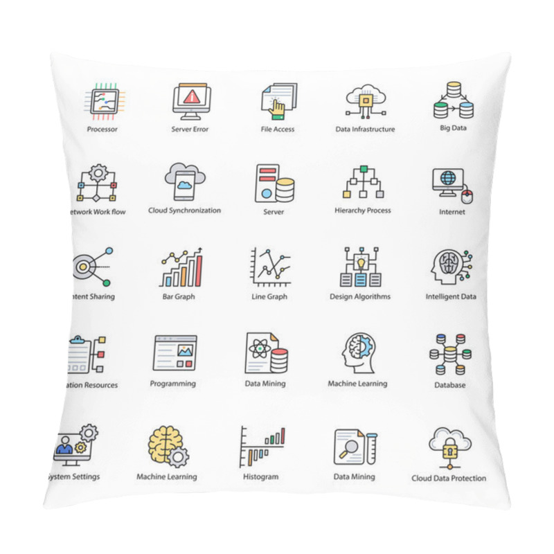 Personality  Data Science Flat Vectors Set Pillow Covers