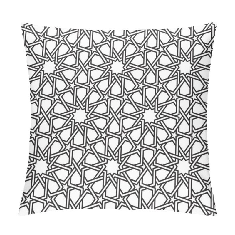 Personality  Classical Islamic Seamless Pattern, Moroccan Style Geometric Tiles, Hexagonal Grid Lines, Intricate Repeat Background For Web And Print Pillow Covers