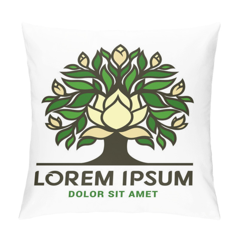 Personality  Magnolia Tree Icon With Big Flowers And Buds Pillow Covers