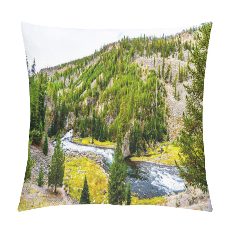 Personality  The Firehole River At The Firehole Canyon Road In Yellowstone National Park, Wyoming, United States Pillow Covers