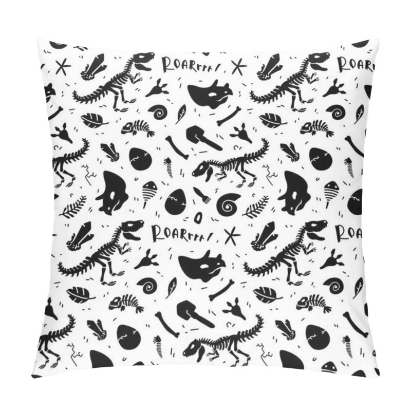 Personality  Dinosaur Skeleton And Fossils. Vector Seamless Pattern.  Pillow Covers